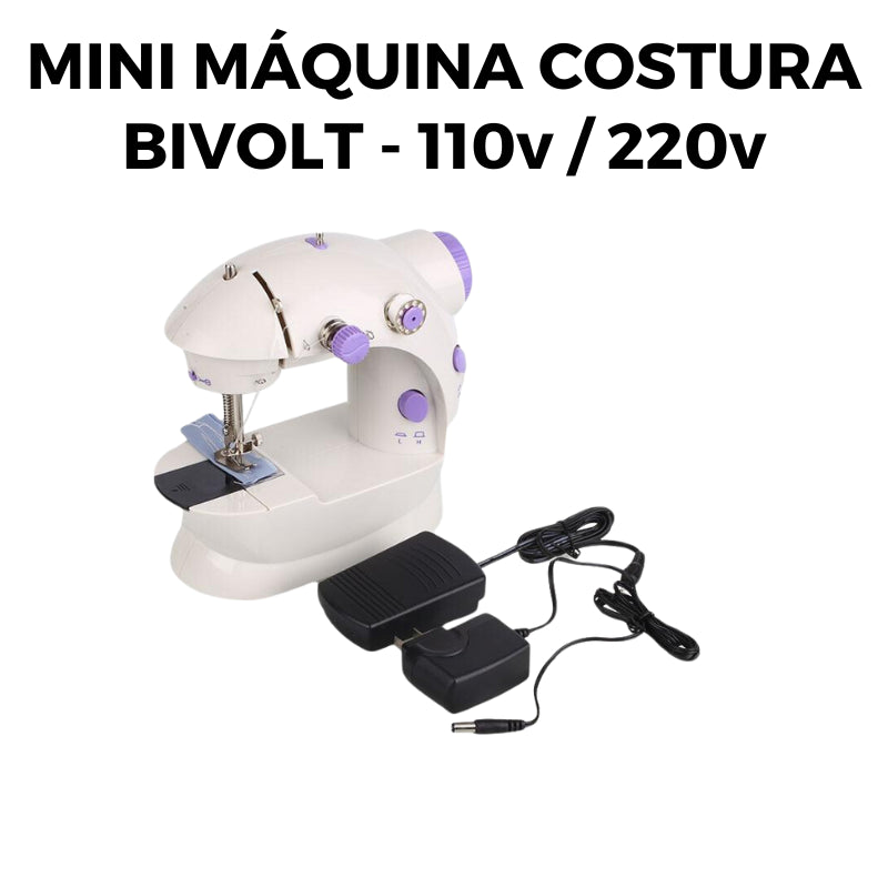 Mini Maquina Costura Portátil Elétrica + Pedal Bivolt 110v/220v - ESTOQUE NO BRASIL!