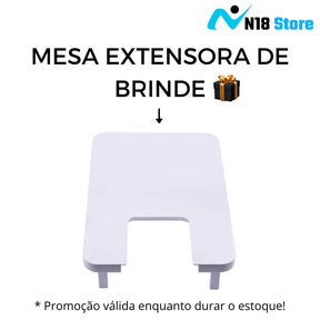 Mini Maquina Portátil Elétrica c/ 12 pontos de costura Bivolt 110v/220v + KIT DE LINHAS + MESA EXTENSORA GRÁTIS