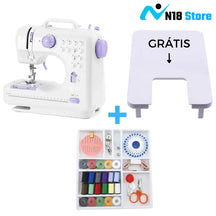 Mini Maquina Portátil Elétrica c/ 12 pontos de costura Bivolt 110v/220v + KIT DE LINHAS + MESA EXTENSORA GRÁTIS
