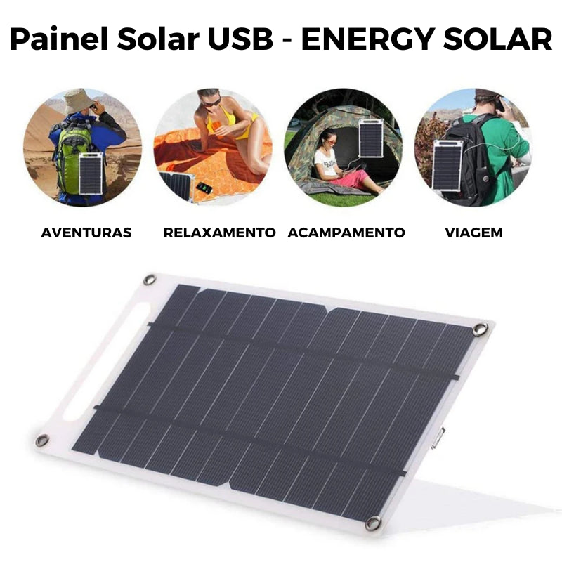 Painel Solar com Carregador USB - ENERGY SOLAR - ACESSÓRIOS DE BRINDE