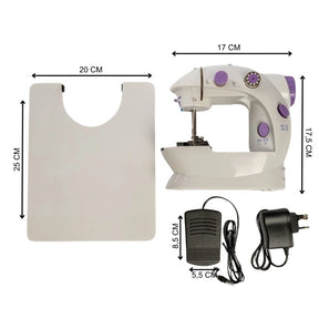 Mini Maquina Portátil Elétrica c/ costura reta + Pedal Bivolt 110v/220v