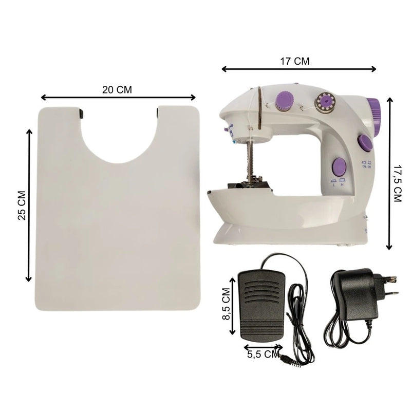 Mini Maquina Portátil Elétrica c/ MESA EXTENSORA ou KIT COSTURA COMPLETO + Pedal Bivolt 110v/220v